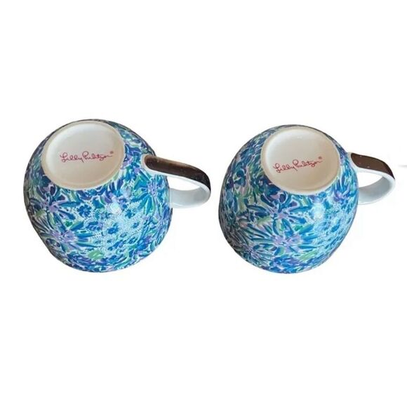 Lilly Pulitzer High Maintenance Blue Floral Set of Two Tea Coffee Mugs - Picture 8 of 13